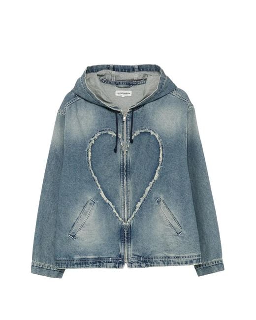 Carne Bollente Blue Heart Hooded Denim Jacket for men