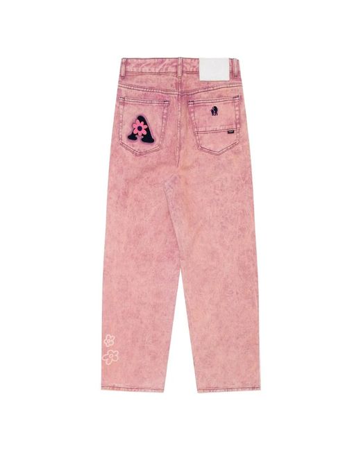 Aape By A Bathing Ape Pink Moonface-Patch Jeans