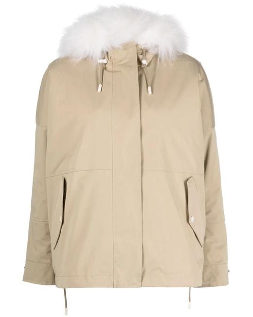 Yves Salomon Natural Reversible Hooded Cropped Parka