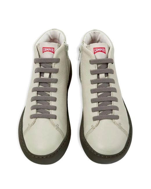 Camper White Peu Touring Leather Lace-Up Sneakers