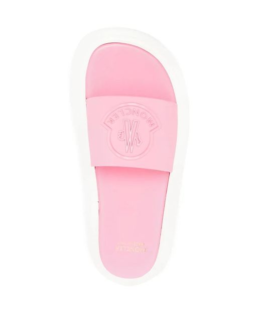 Moncler White Jeanne Logo-Embossed Slides