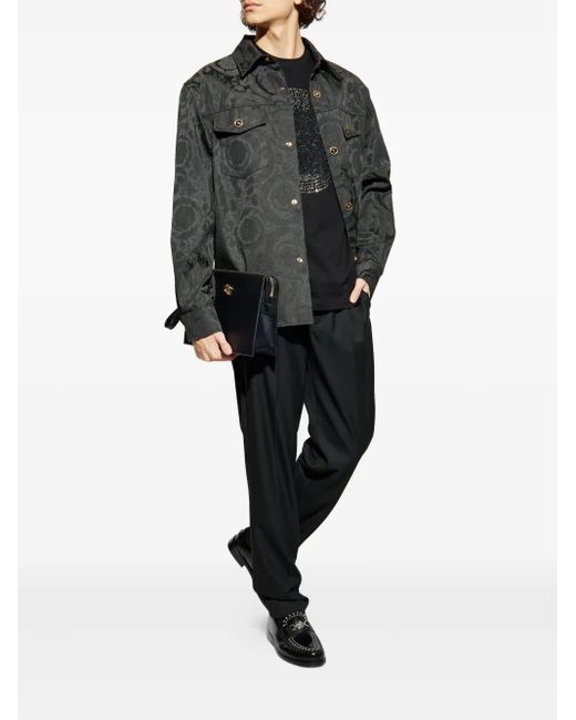 Versace Black Embellished Short-Sleeve T-Shirt for men