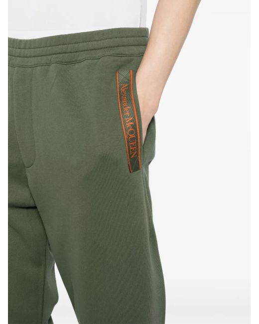 McQueen Green Slim-Fit Cotton Track Pants for men