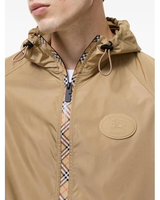 Burberry Natural Checker-Tape Nylon Hooded Jacket for men