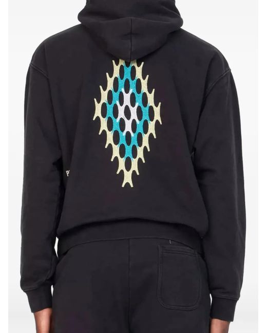 Purple Brand Black Artifact Diamond-Pattern Hoodie for men
