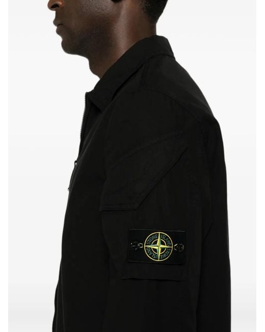 Stone Island Black Zip-Fastening Overshirt for men