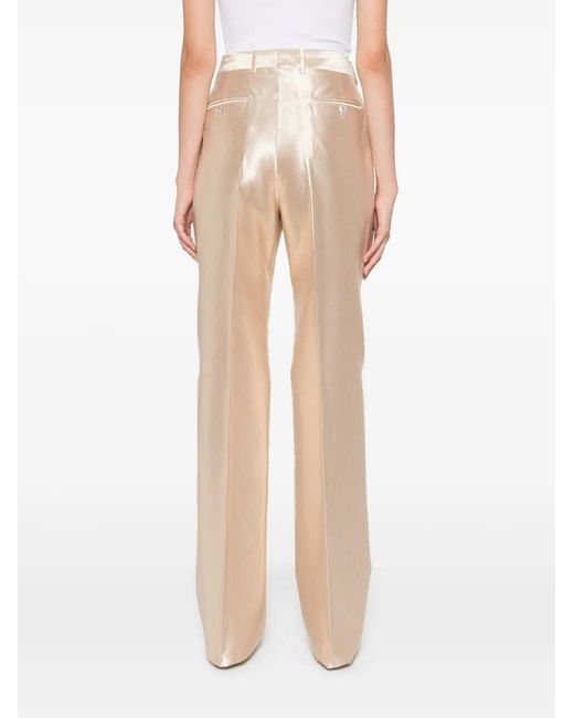 Tom Ford Natural Ribbed Straight-Leg Satin Trousers