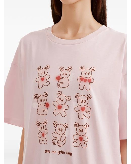 Mini Cream Pink Graphic-Print T-Shirt