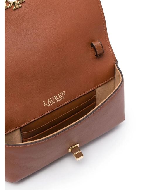 Ralph Lauren Brown Logo-Lettering Leather Crossbody Bag