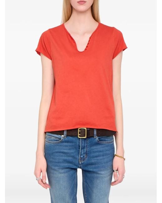 Zadig & Voltaire Red Henley T-Shirt