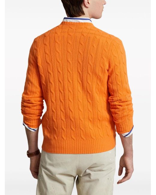 Maglione con lavorazione a trecce di Polo Ralph Lauren in Orange da Uomo