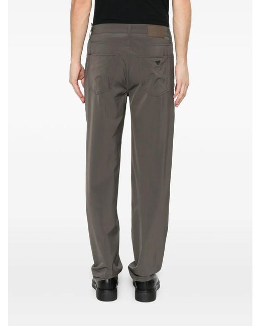 Emporio Armani Gray Logo-Patch Trousers for men
