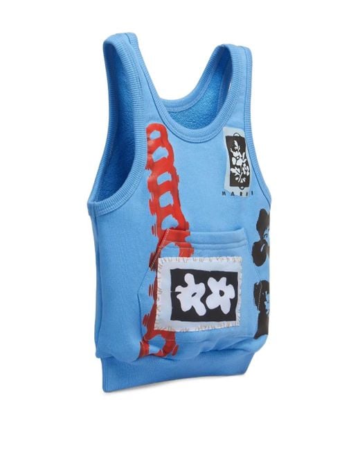 Marni Blue Graphic-Print Tote Bag