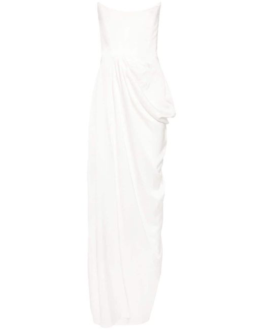 Robe longue en crêpe à design sans bretelles Alex Perry en coloris White