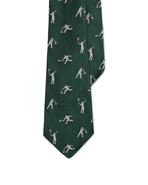 Polo Ralph Lauren Green Tennis-Player Silk Tie for men