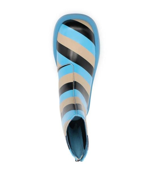 Camper Blue Striped Ankle Boots