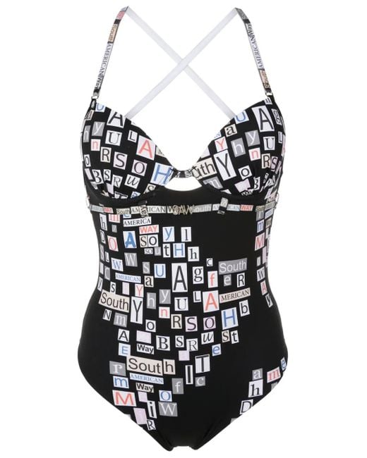 Costume Intero Con Stampa di Amir Slama in Black