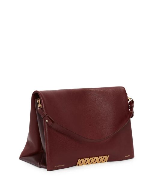 Victoria Beckham Purple Jumbo-Chain Leather Pouch