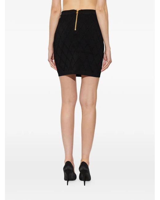 Balmain Black Quilted Mini Skirt