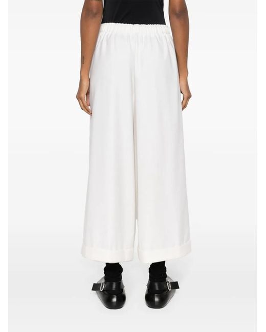 Daniela Gregis White Wide-Leg Wool Trousers