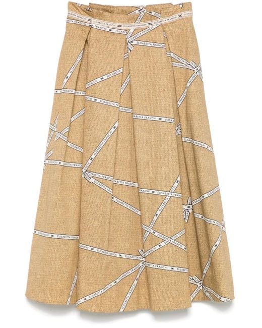 Elisabetta Franchi ラフィアプリント スカート Natural