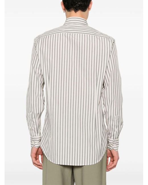 Etro White Pegaso-motif Striped Shirt for men