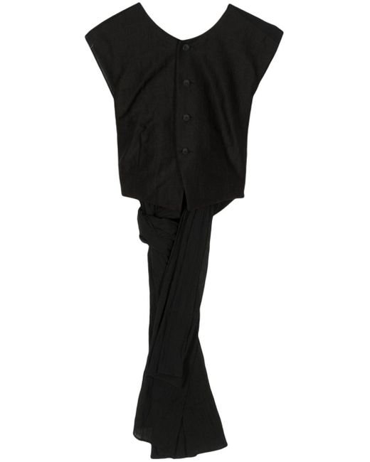Yohji Yamamoto Gilet Met Geknoopt Detail in het Black