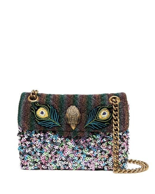 Kurt Geiger Pink Peacock And Sequin-embellished Shoulder Bag