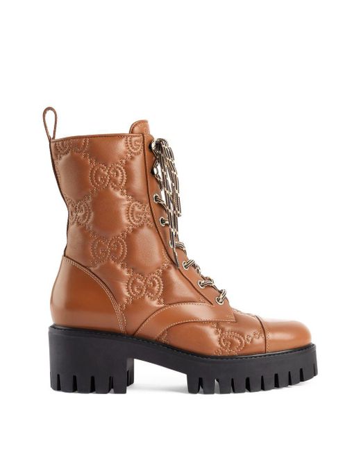 Gucci GG Quilted Ankle Boots in Brown | Lyst