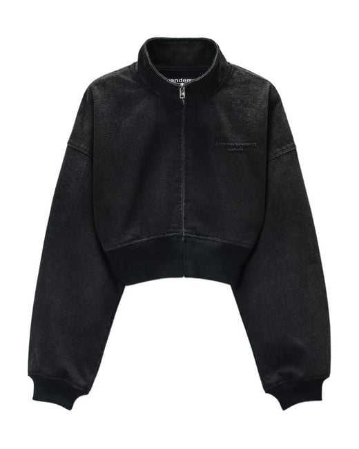 Alexander Wang Black Stand-Collar Zip-Up Bomber Jacket