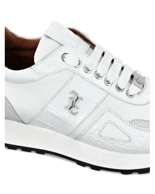 Billionaire White Panelled Leather Sneakers for men