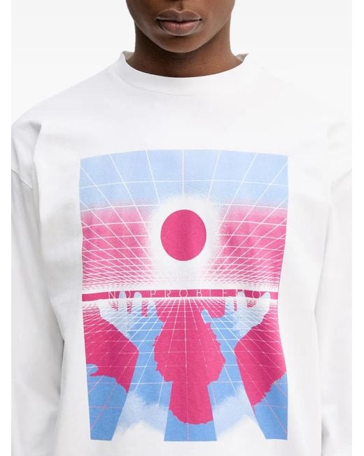 No Problemo White T-Shirt Décontracté À Motif Et Logo Imprimé for men