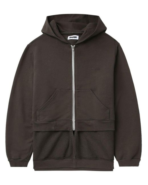 Magliano Black Layered Zip-up Hoodie for men