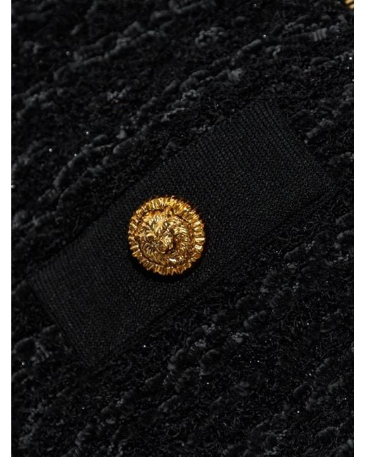 Balmain Black Tweed Bomber Jacket