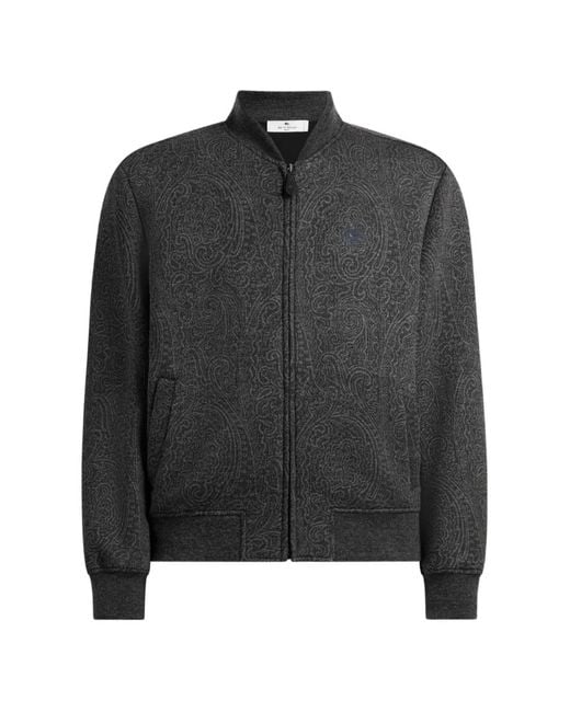 Etro Black Jacquard Bomber Jacket With Arnica Motif for men