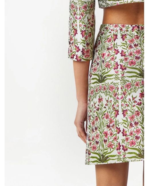 Giambattista Valli White Floral-Jacquard Mini Skirt