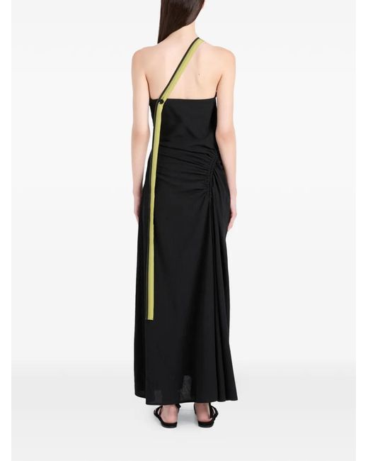 Proenza Schouler Black Sirena One-Shoulder Ruched Maxi Dress