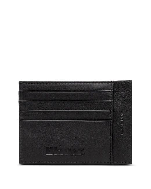 Blauer Kartenetui Mit Logo-Patch in Black für Herren