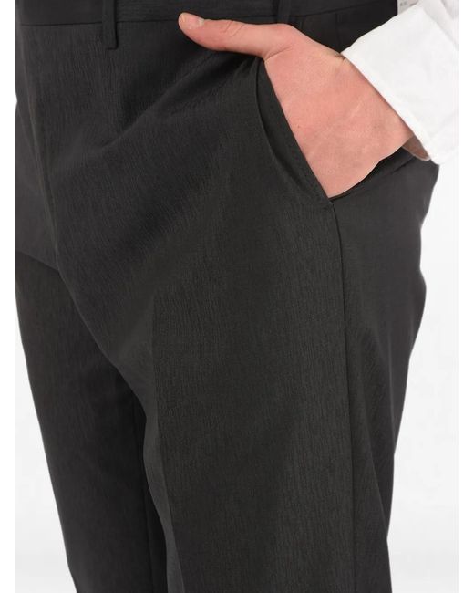 Corneliani Black Virgin Wool Poplin Trousers for men