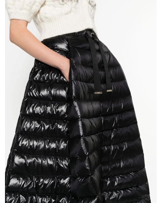 Herno Black Quilted Drawstring Maxi Skirt