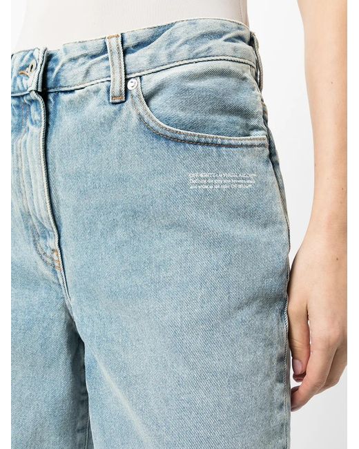 Off-White c/o Virgil Abloh Blue Logo-Print Knee-Length Shorts