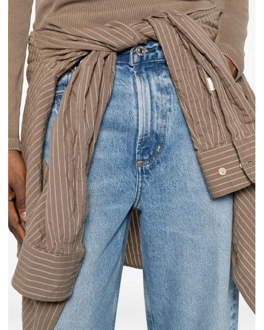 Citizens of Humanity Blue Miro Faded-Effect Wide-Leg Jeans
