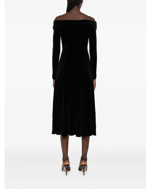 Nissa Black Crystal-Embellishment Midi Dress