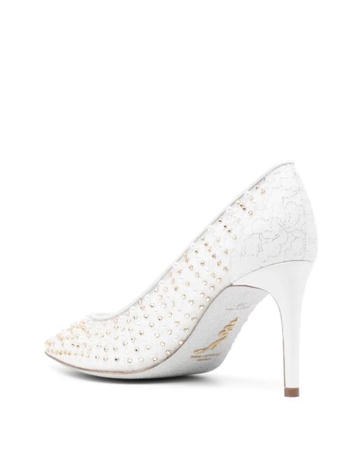Rene Caovilla White Pointed Toe Pumps