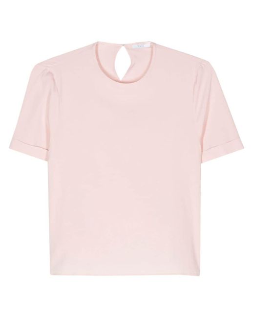 Peserico Pink Round-neck Crepe Blouse