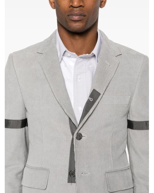 Thom Browne Gray Single-Breasted Corduroy Blazer for men
