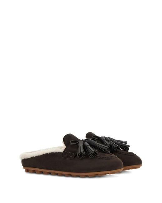 Hogan Black Suede Slippers