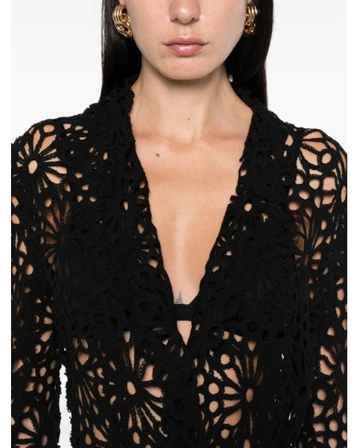 Norma Kamali Jack Met Enkele Rij Knopen En Bloemenpatroon in het Black