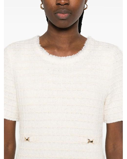 Marc Cain White Logo-Plaque Mini Dress