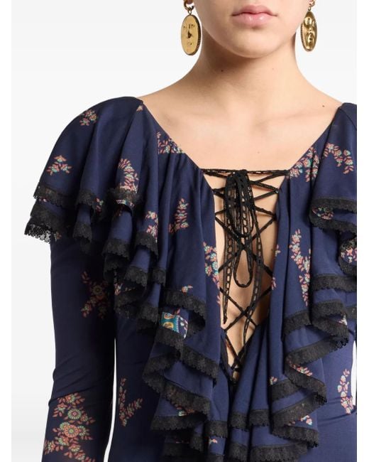 Etro ペイズリーマキシドレス Blue